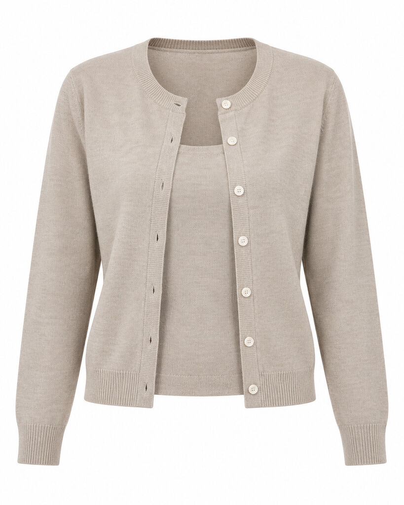 CARDIGAN + TOP - BEIGE