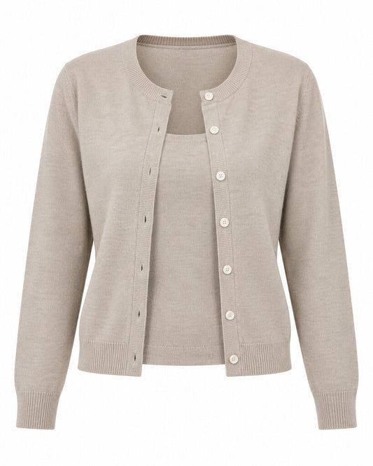 CARDIGAN + TOP - BEIGE