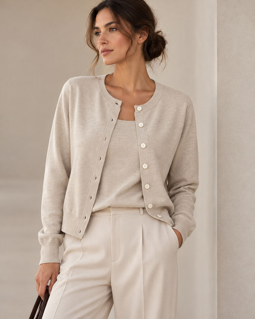 CARDIGAN + TOP - BEIGE