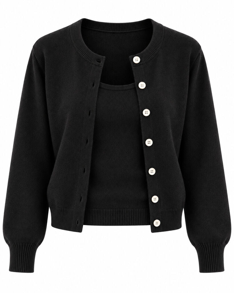 CARDIGAN + TOP - BLACK