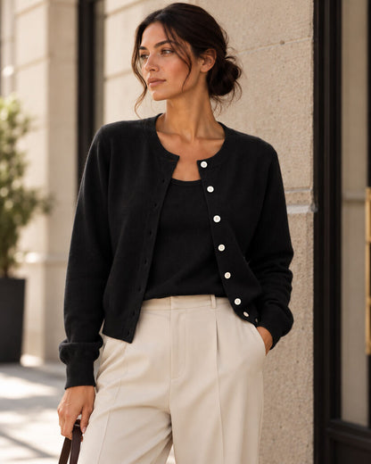 CARDIGAN + TOP - BLACK
