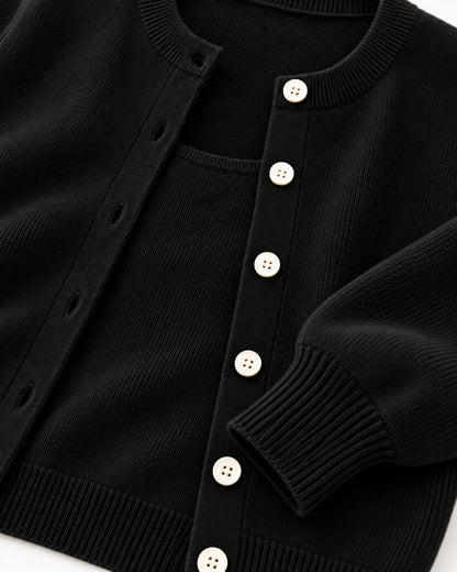 CARDIGAN + TOP - BLACK