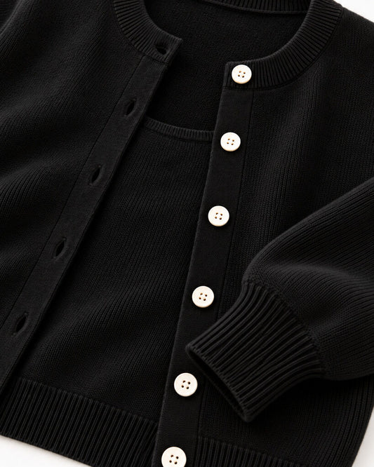 CARDIGAN + TOP - BLACK