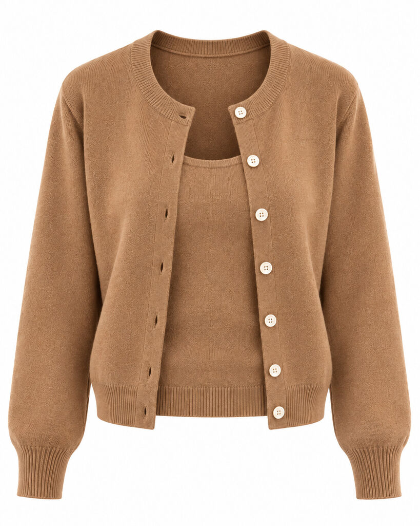 CARDIGAN + TOP - CAMEL