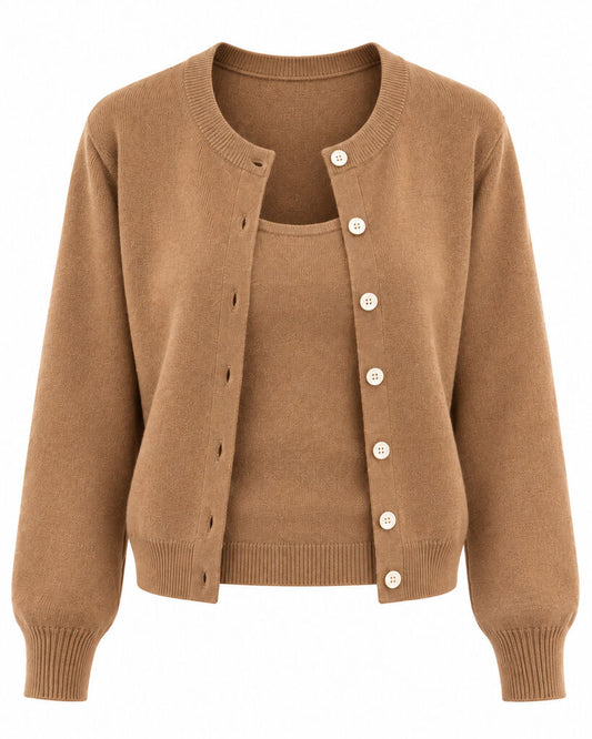 CARDIGAN + TOP - CAMEL
