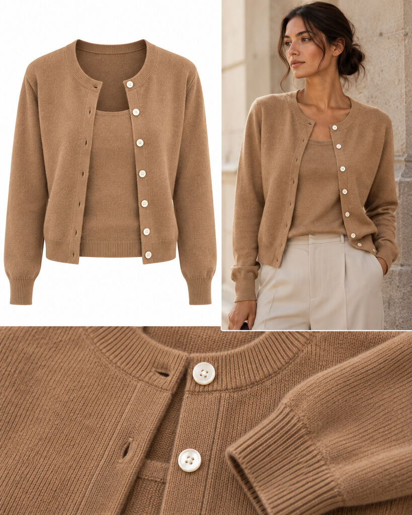 CARDIGAN + TOP - CAMEL