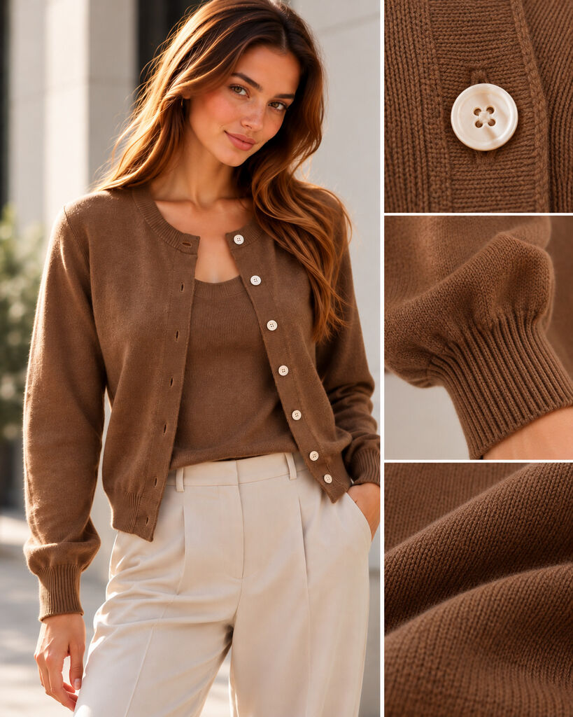 CARDIGAN + TOP - COFFEE