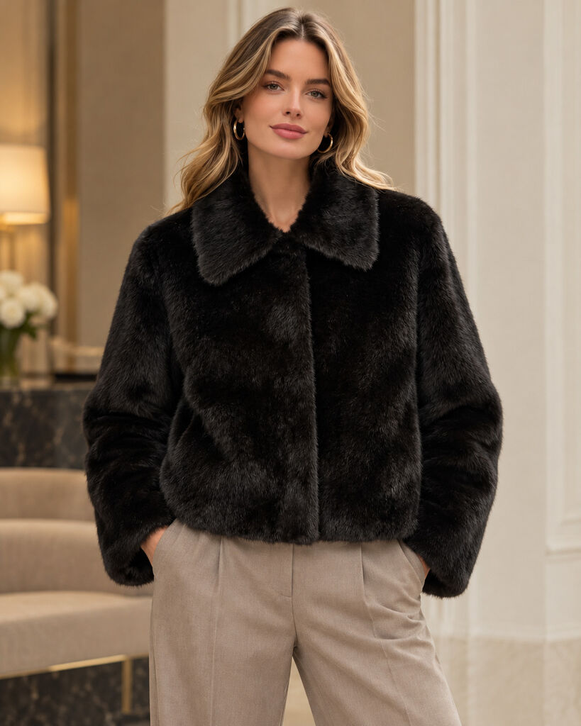 Jacket Faux Fur NERO