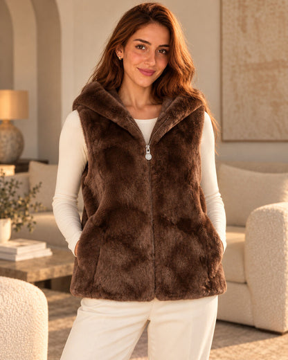 Vest Faux Fur MARRON
