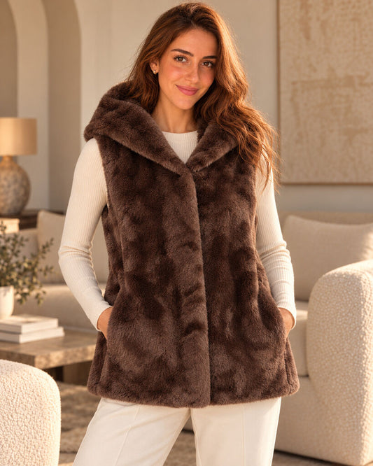 Vest Faux Fur MARRON