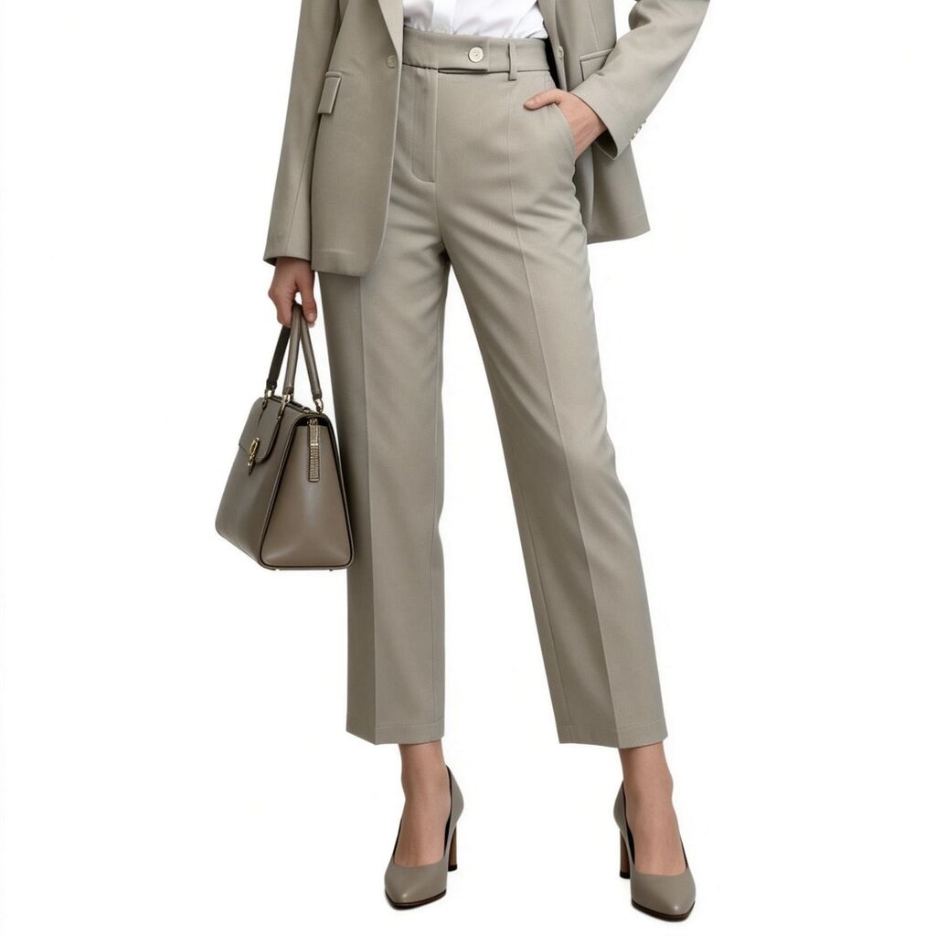 Taupe Tailored Pants with Slim Fit
