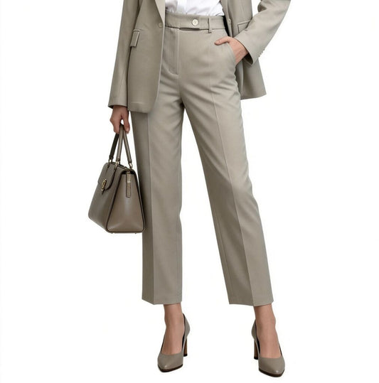 Taupe Tailored Pants with Slim Fit