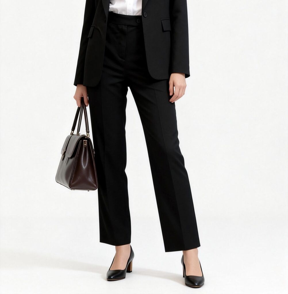 Black Tailored Trousers with Straight Leg
