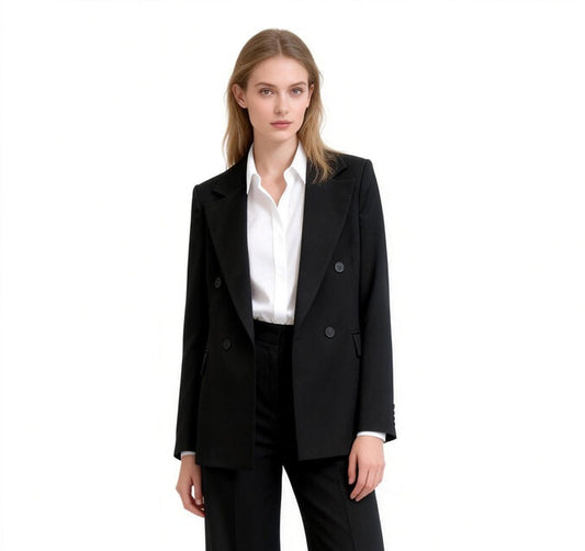 Black Double-Breasted Blazer with Tailored Fit