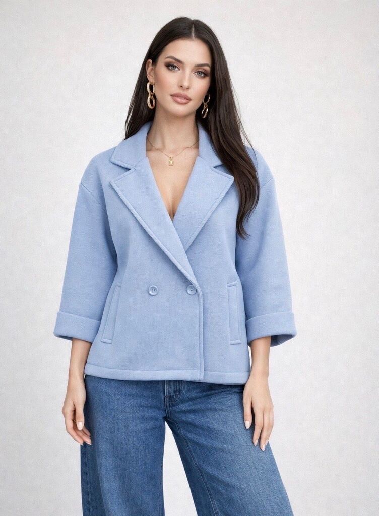 Soft Blue Double-Breasted Jacket