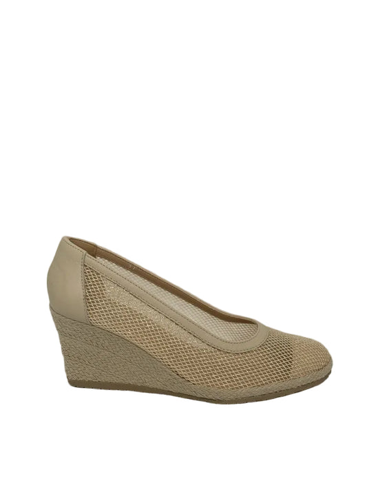 Beige Woven Mesh Wedge Shoe