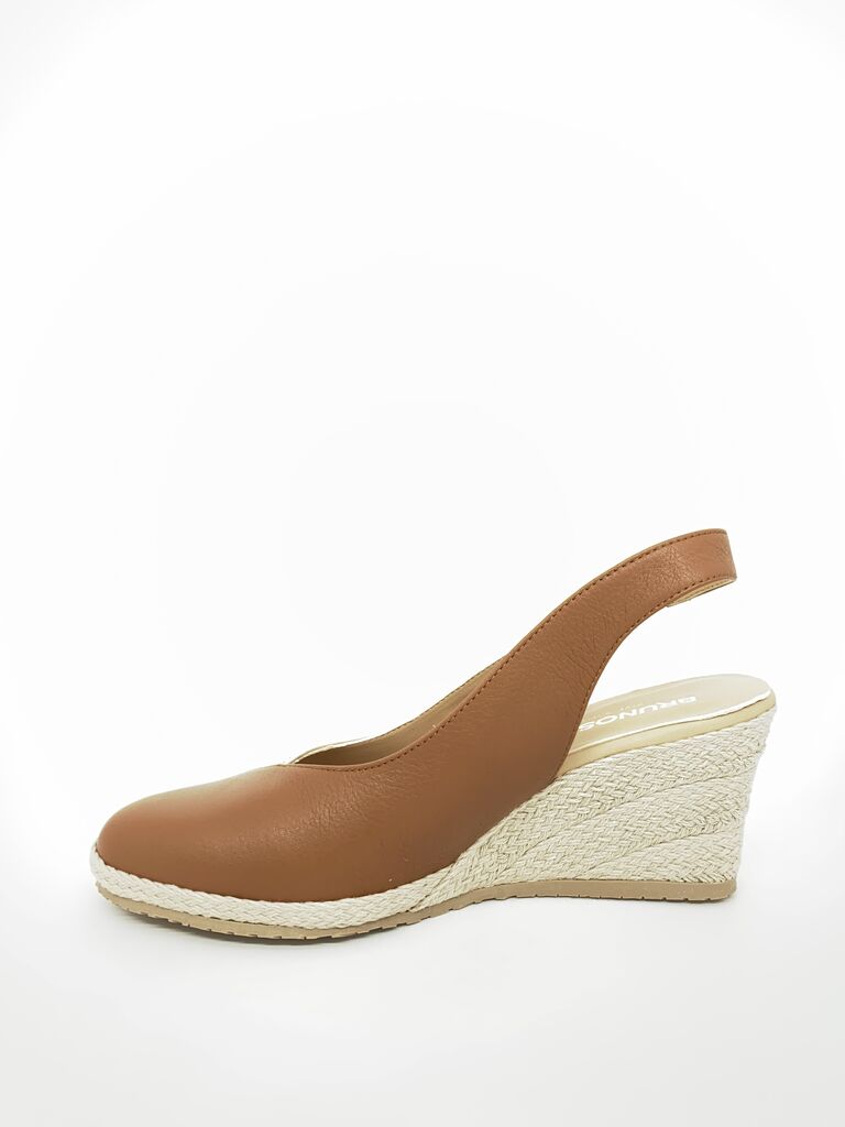 Two-Tone Leather Wedge Slingback Sandals