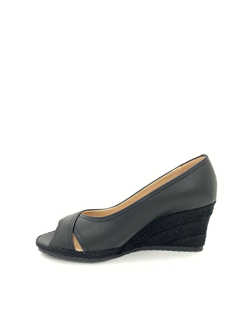 Black Wedge Peep-Toe