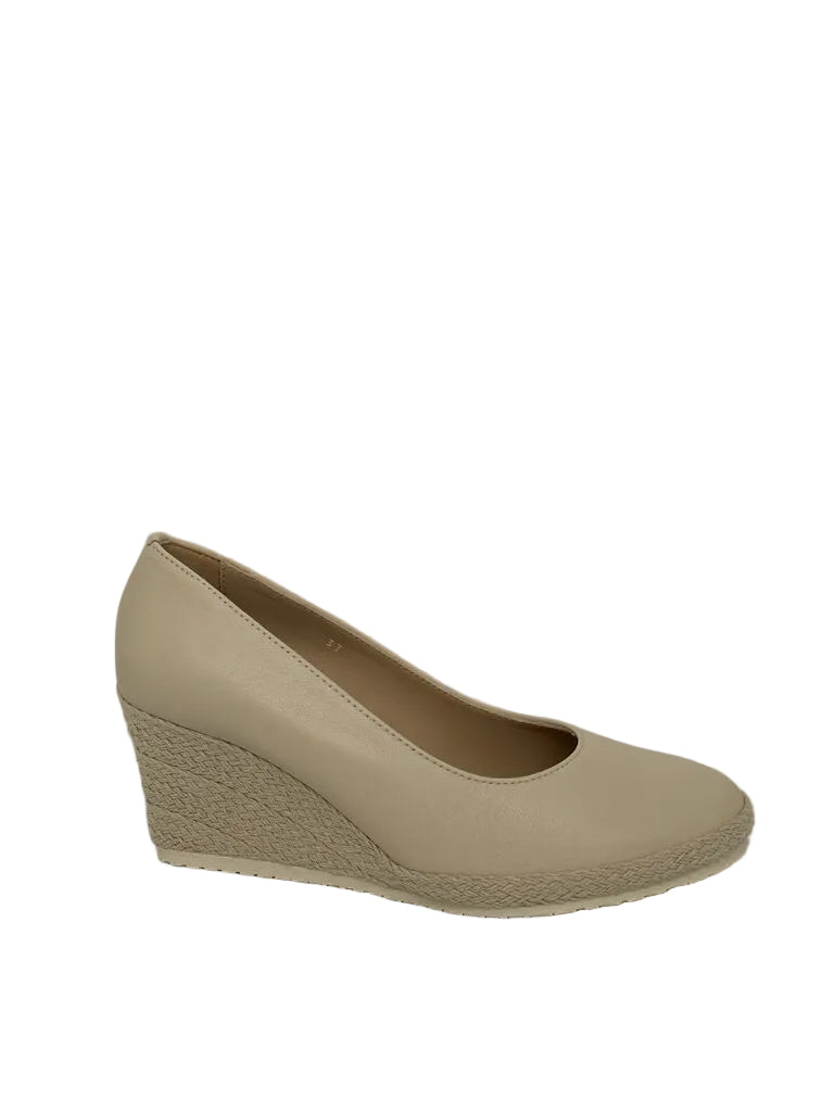 Beige Woven Wedge Comfortable Shoe