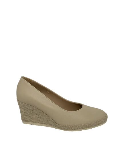 Beige Woven Wedge Comfortable Shoe