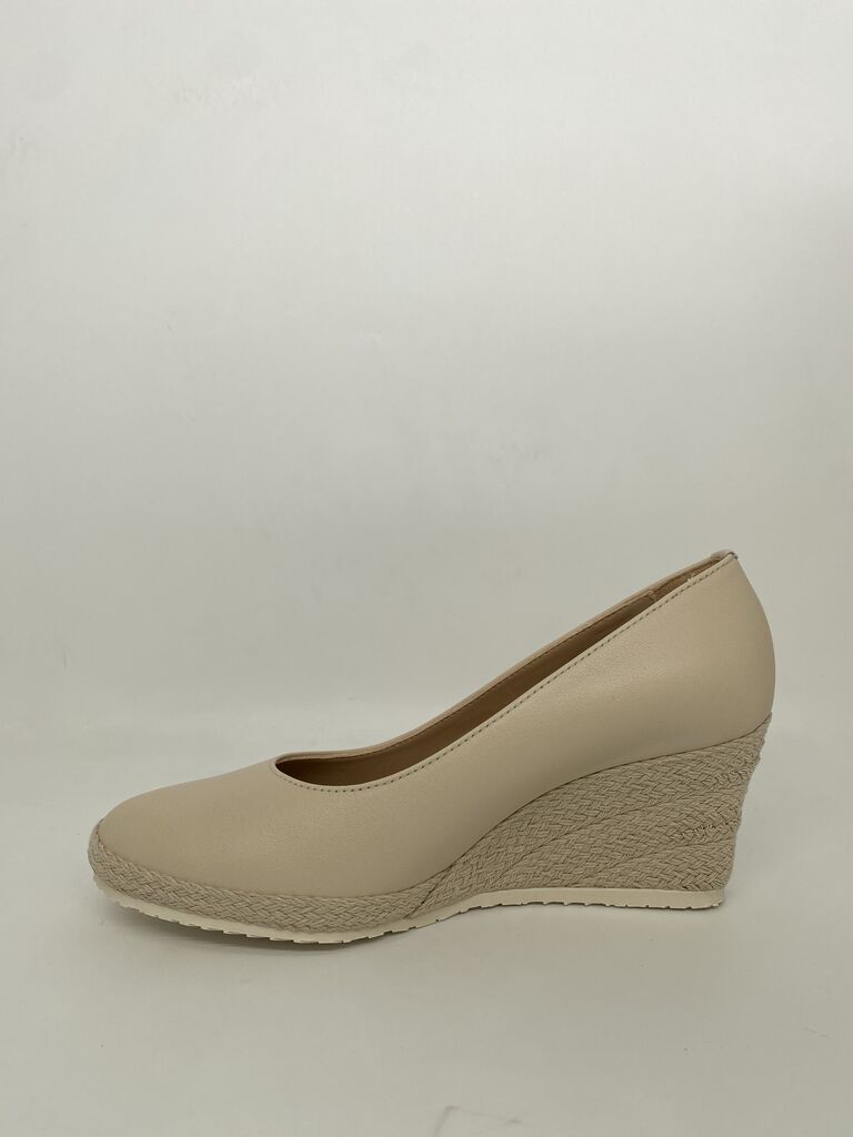 Beige Woven Wedge Comfortable Shoe