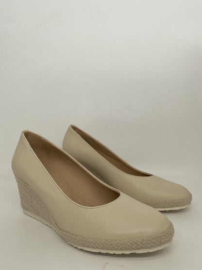 Beige Woven Wedge Comfortable Shoe