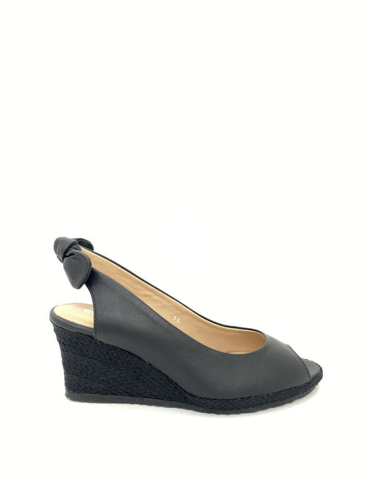 Black Wedge Peep-Toe Slingback Shoe