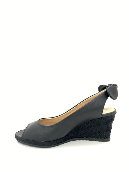 Black Wedge Peep-Toe Slingback Shoe