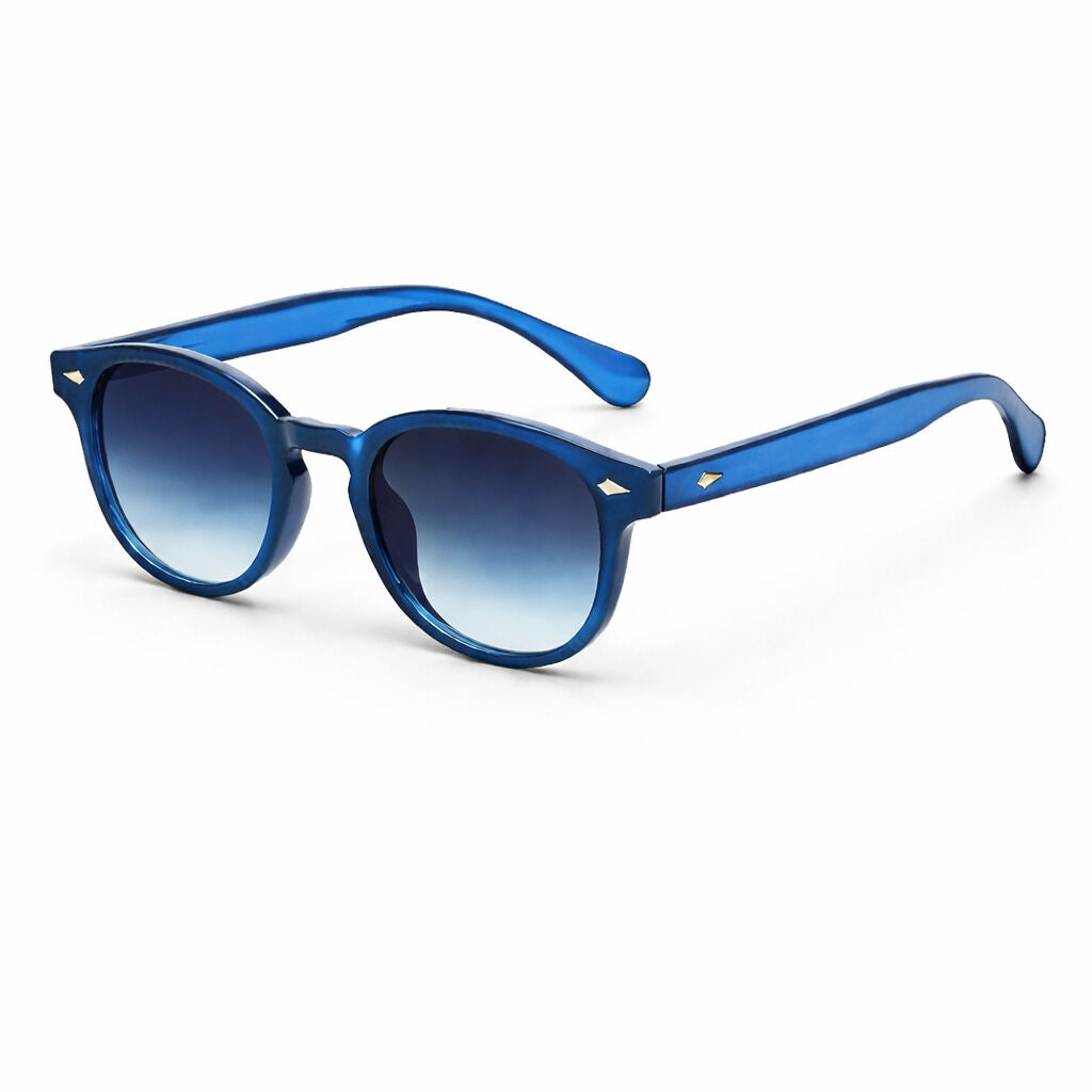 Blue Gradient Acrylic Sunglasses with Gold Accents