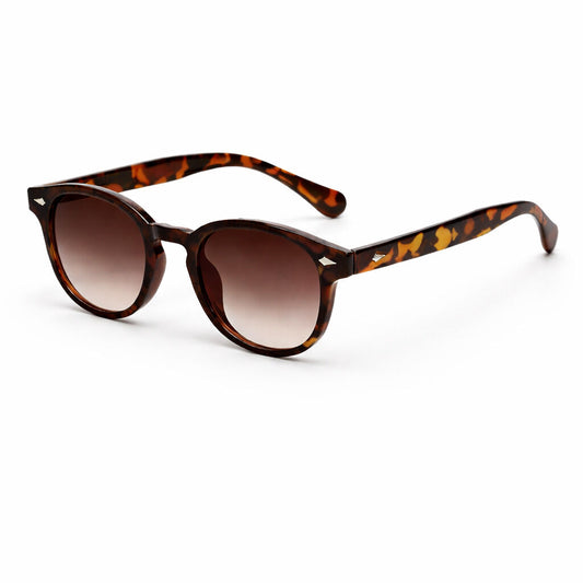 Tortoise Shell Acetate Round Sunglasses with Gradient Lenses