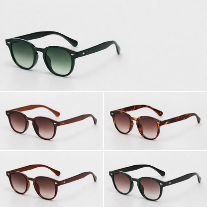 Tortoise Shell Acetate Round Sunglasses with Gradient Lenses