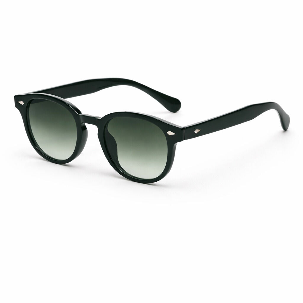 Black Classic Sunglasses with Green Lenses