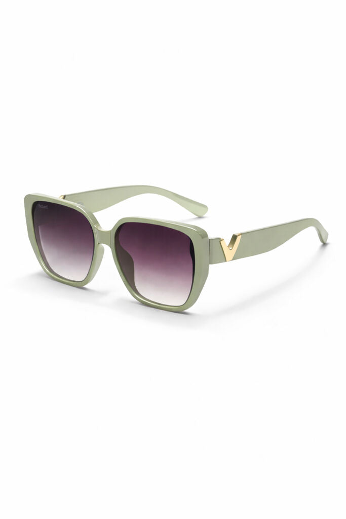 Olive Square Sunglasses with Gradient Lenses