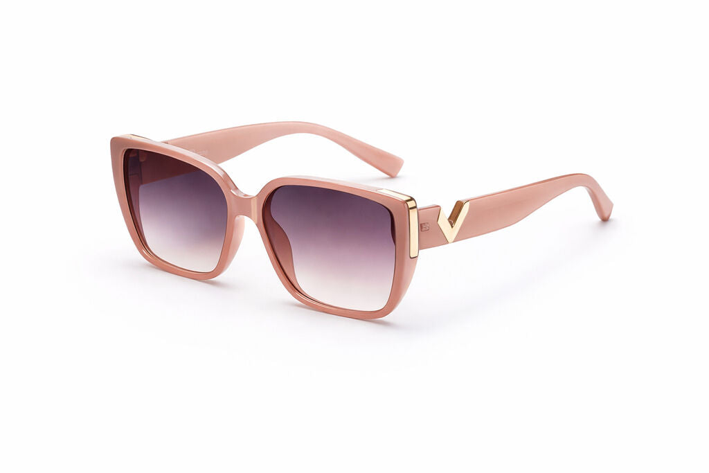 Rose Gold Square Sunglasses with Gradient Lenses