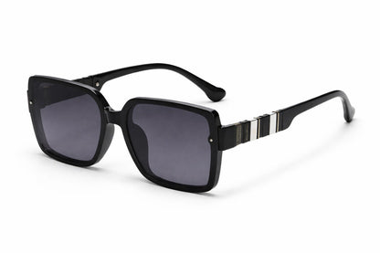 Black Square Sunglasses with Metal Accents