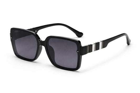 Black Square Sunglasses with Metal Accents