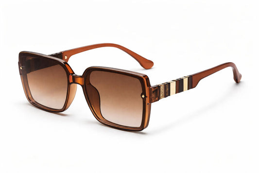 Amber Tortoise Oversized Sunglasses with Striped Temples