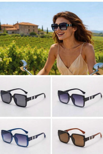 Amber Tortoise Oversized Sunglasses with Striped Temples