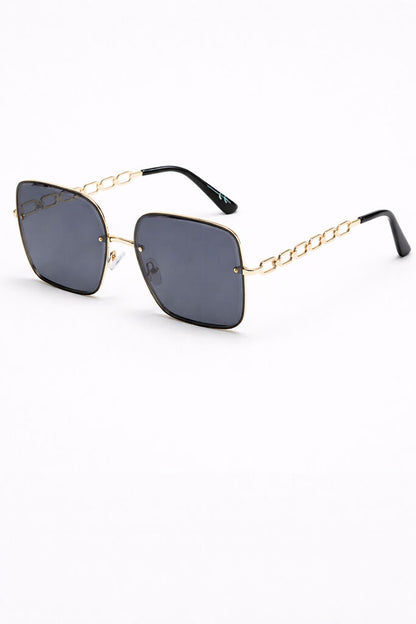 Gold Chain-Accented Square Sunglasses