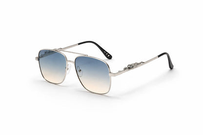 Gradient Lens Metal Sunglasses with Intricate Arms