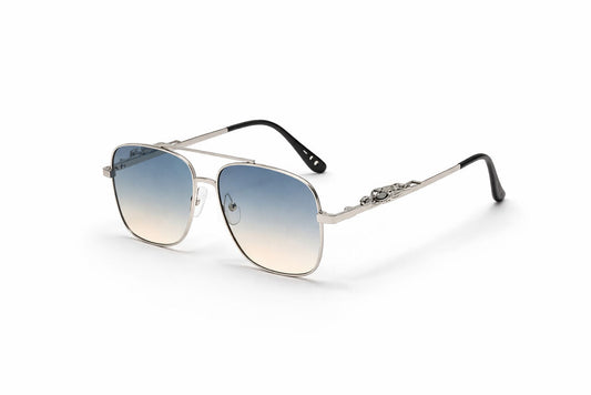 Gradient Lens Metal Sunglasses with Intricate Arms