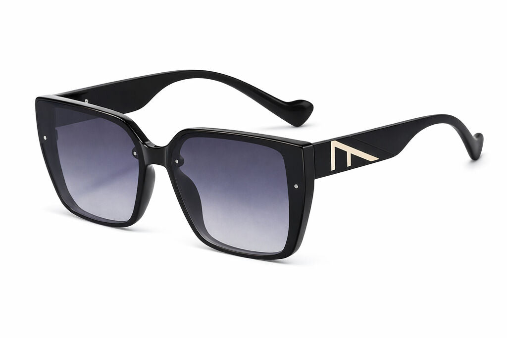 Black Oversized Geometric Sunglasses