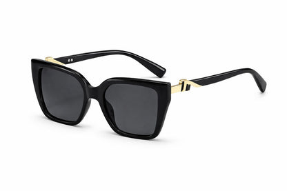 Black Square Sunglasses with Gold Accents