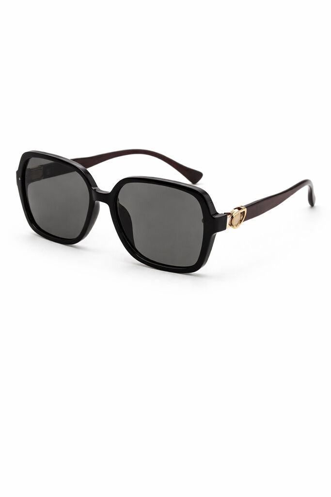 Black Square Sunglasses with Gold Detail