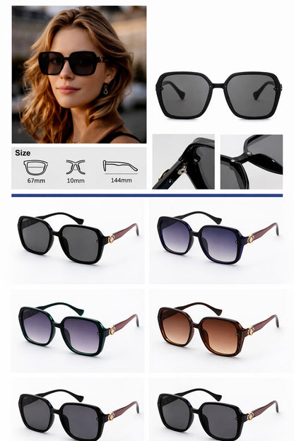 Black Square Sunglasses with Gold Detail