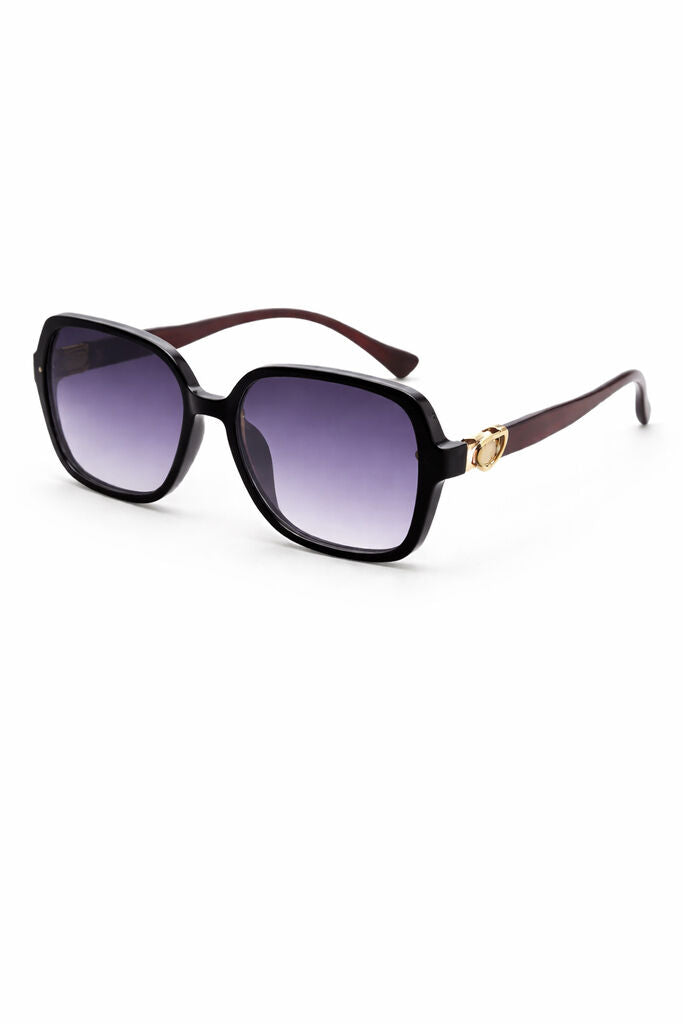 Black Square Sunglasses with Gold Accent