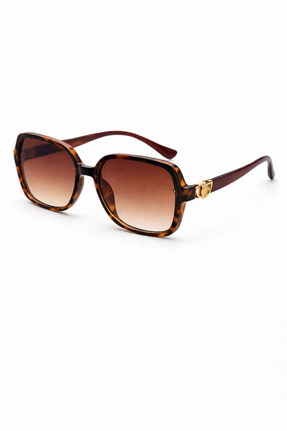Tortoise Shell Square Sunglasses with Gold Accent