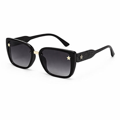 Black Star-Embellished Square Sunglasses