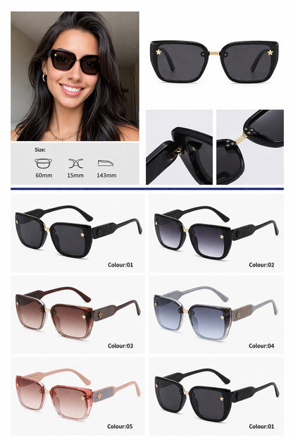 Black Star-Embellished Square Sunglasses
