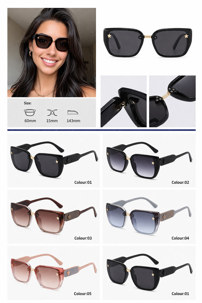 Brown Gradient Star Detail Sunglasses